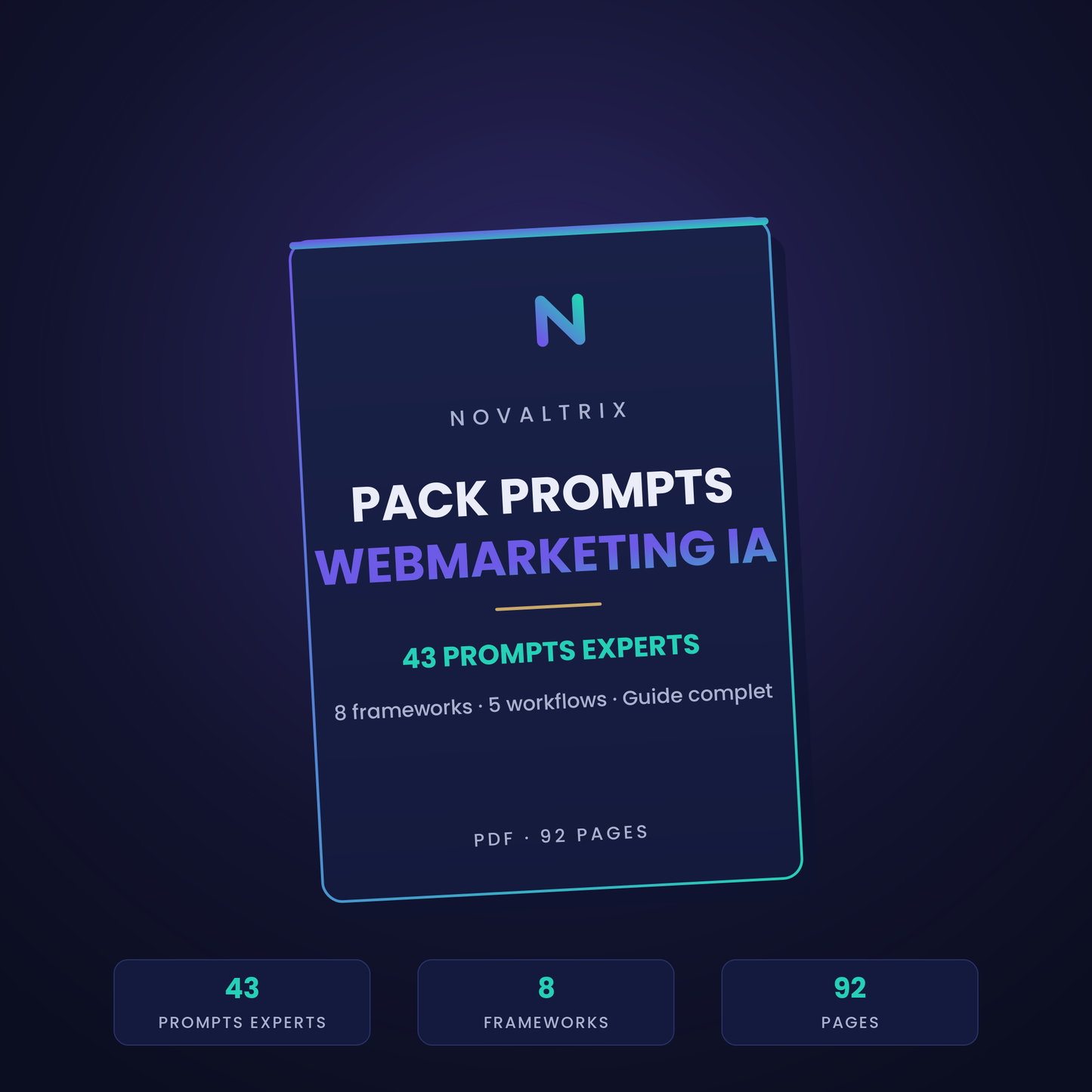 Couverture du Pack Prompts Webmarketing IA NOVALTRIX — 43 prompts experts, PDF 92 pages